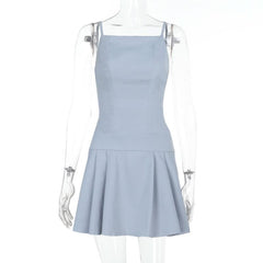 Pleated backless cami mini dress