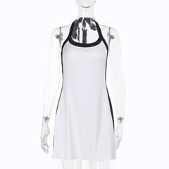 Halter backless self tie mini dress