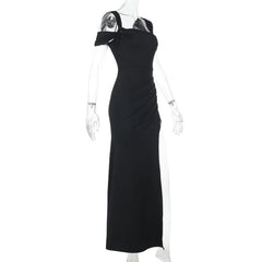 Off shoulder high slit maxi dress