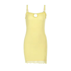 Ruffle hollow out mesh cami cut out mini dress