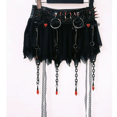 O ring rivet metal chain skull applique cami top