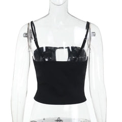 Buckle solid hollow out cami cut out top