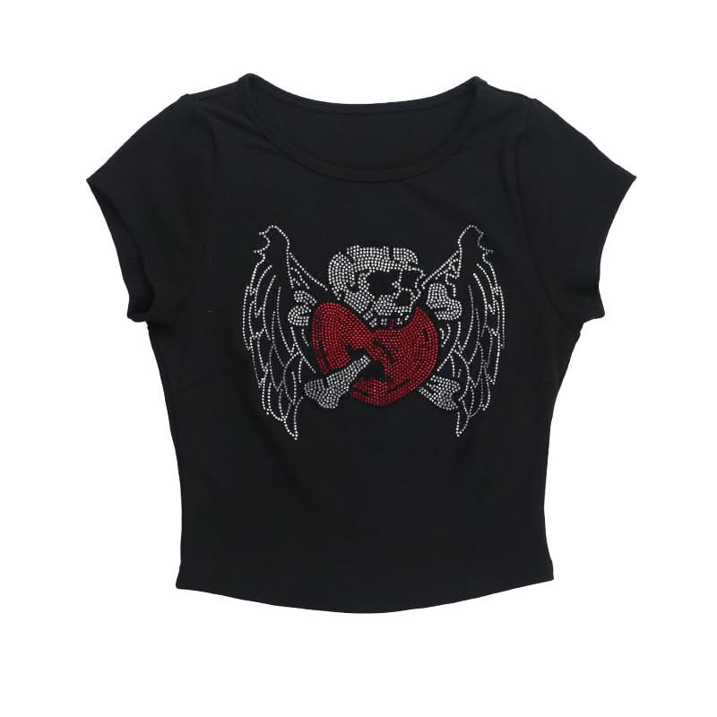 Skull beaded cap sleeve top