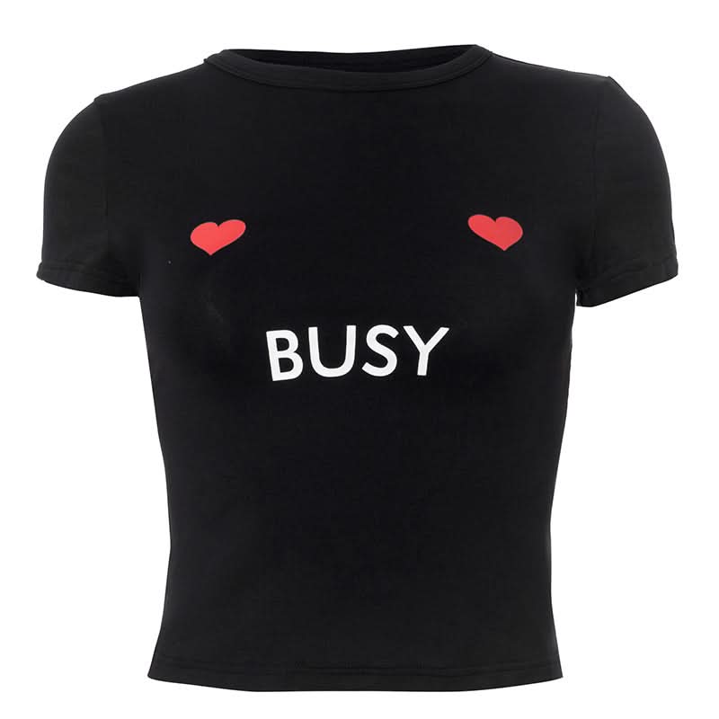 Short sleeve letter pattern top