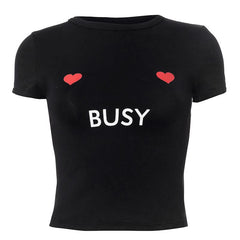 Short sleeve letter pattern top