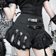 Buckle ruffle high rise short pant
