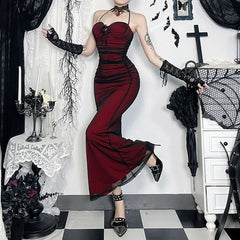 Halter ruched mesh padded maxi dress