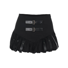 Buckle ruffle high rise short pant