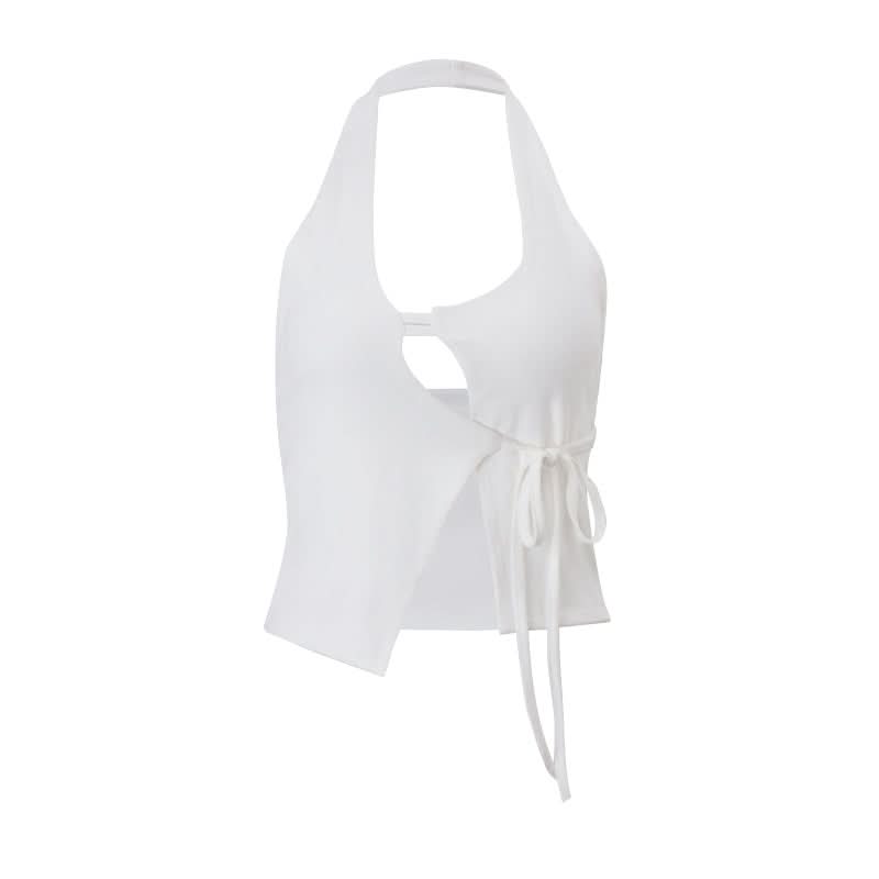Halter self tie backless crop top
