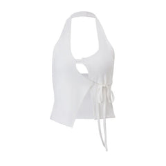 Halter self tie backless crop top