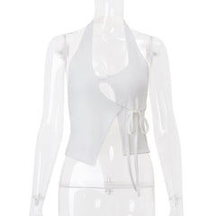 Halter self tie backless crop top
