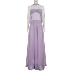 Sweetheart neck mesh ruched halter maxi dress