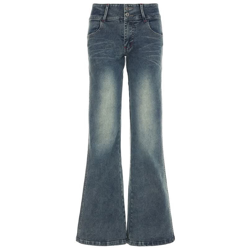 Pocket button low rise jeans