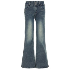 Pocket button low rise jeans
