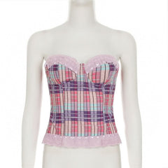 Sweetheart neck lace hem tube top