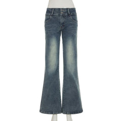 Pocket button low rise jeans