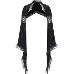 Long flared sleeve lace hem irregular shrug top