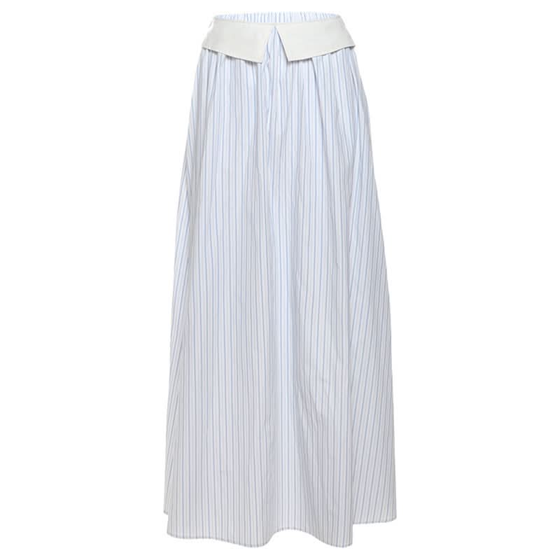 Striped print ruched maxi skirt