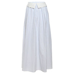 Striped print ruched maxi skirt