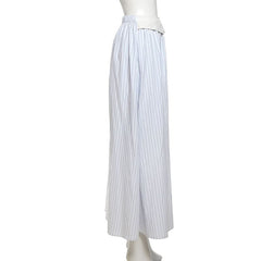 Striped print ruched maxi skirt