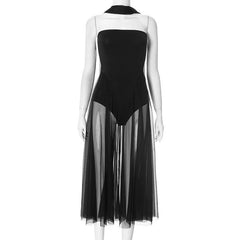 Mesh patchwork tube maxi dress