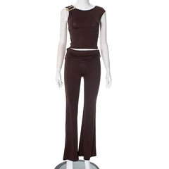 Ruched metal chain pant set