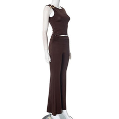 Ruched metal chain pant set