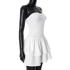 Ribbed ruffle backless mini dress