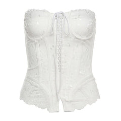 Lace up corset lace top