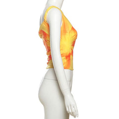 Off shoulder flower print ruched top