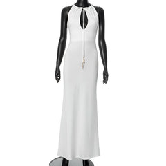 Hollow out beaded self tie cut out maxi dress