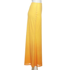 Flower print gradient maxi skirt