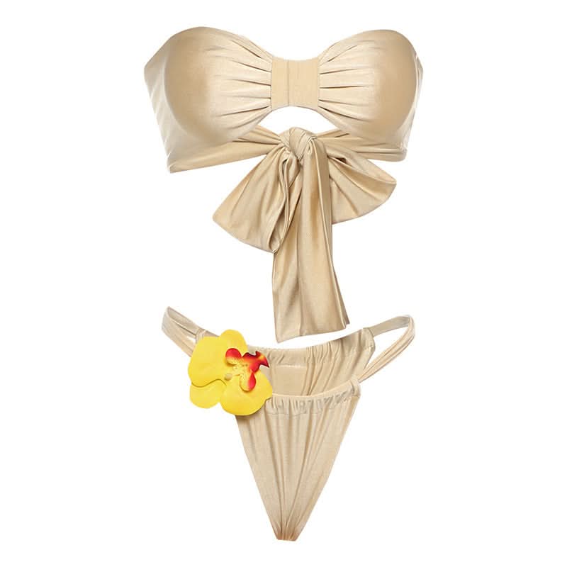 Flower applique knotted ruched short pant set