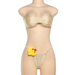 Flower applique knotted ruched short pant set