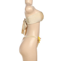 Flower applique knotted ruched short pant set