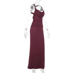 Cross back ruched cami maxi dress