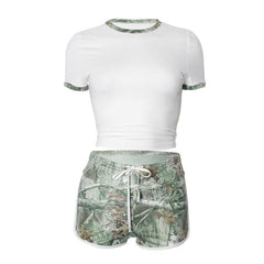 Short sleeve drawstring short pant set
