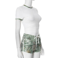 Short sleeve drawstring short pant set