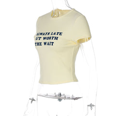 Short sleeve crewneck letter print top