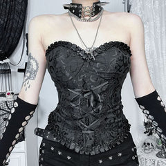 Sweetheart neck lace up print tube top