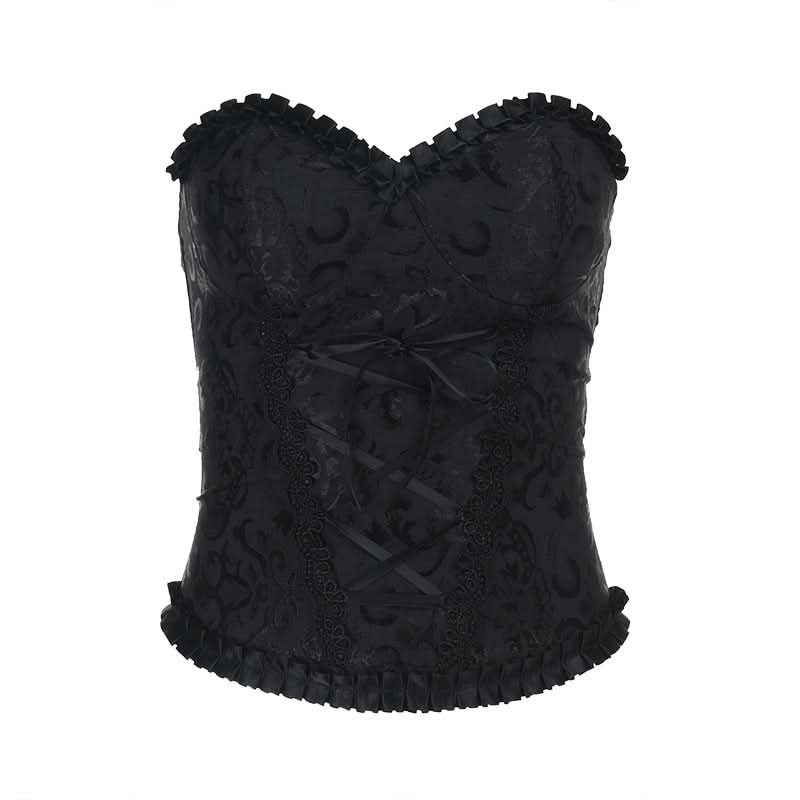 Sweetheart neck lace up print tube top
