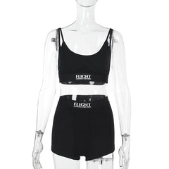 U neck letter pattern backless cami pant set