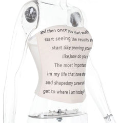 Mesh letter print contrast tube top