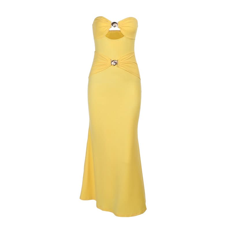 Hollow out ruched backless solid cut out mini dress