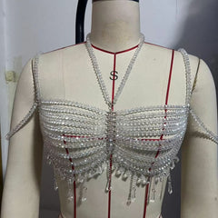 Halter beaded backless cami top
