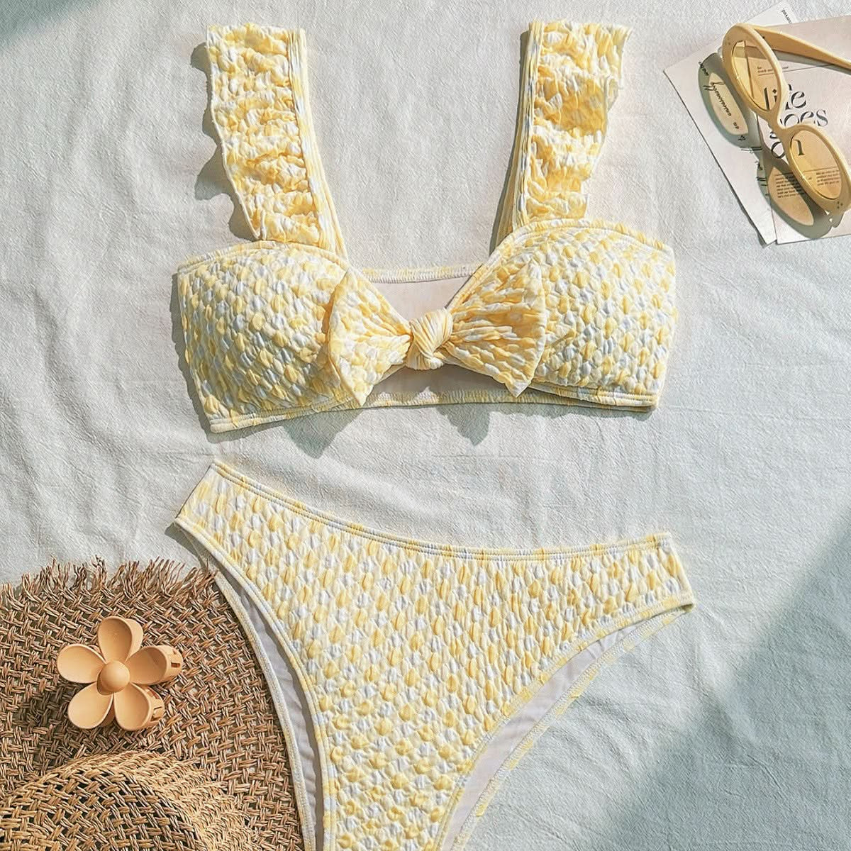 Ruffle v neck bikini swimwear