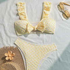 Ruffle v neck bikini swimwear