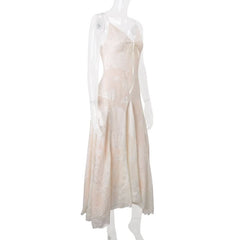 Zip-up v neck print backless cami maxi dress