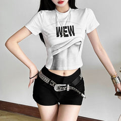 Short sleeve crewneck letter print top