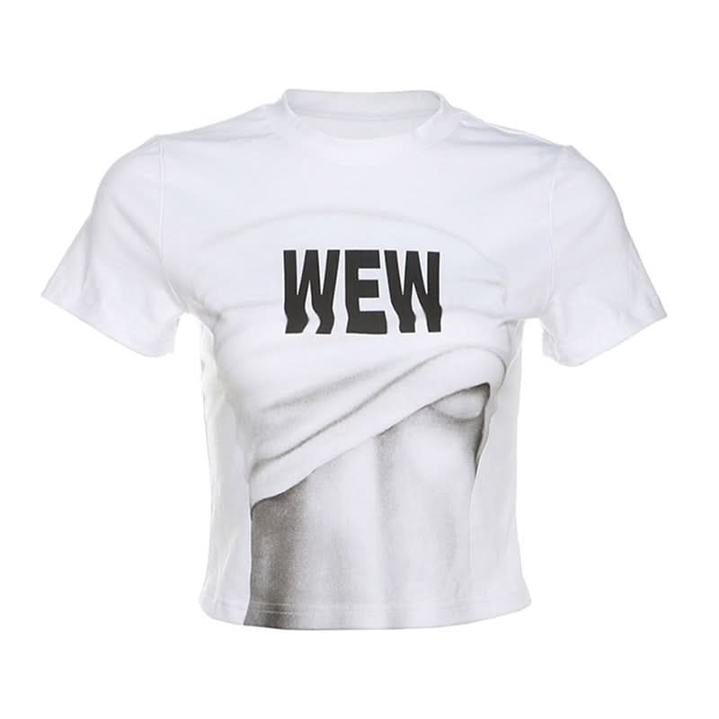 Short sleeve crewneck letter print top